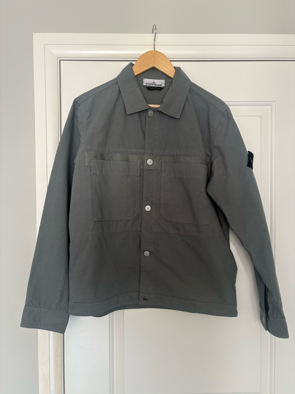 Stone Island Slate Gray Lightweight Button-Up Jacket